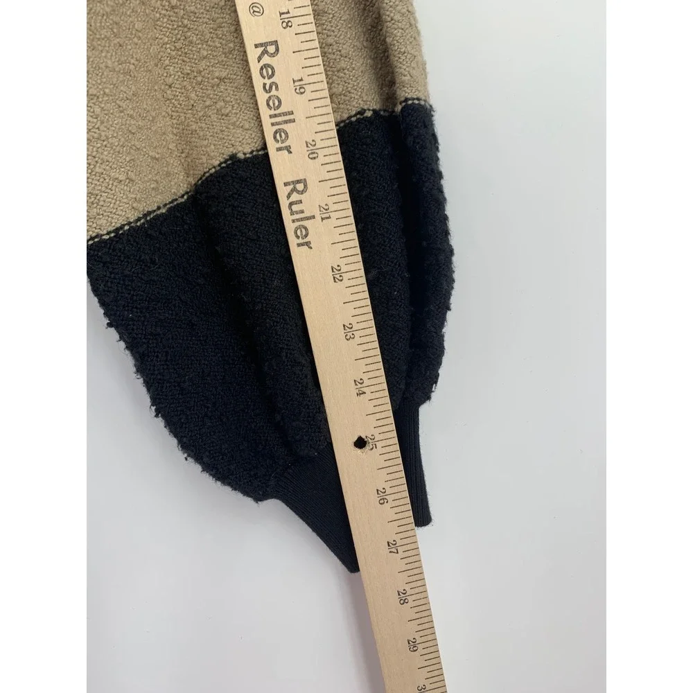 Free People Sweater Womens Small Black Beige Striped Cotton Textured Oversized